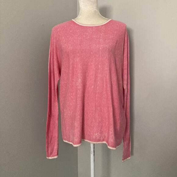 Maje Silk Cashmere Long Sleeve thin Crew Neck Pullover Sweater Pink One Size - Picture 1 of 10